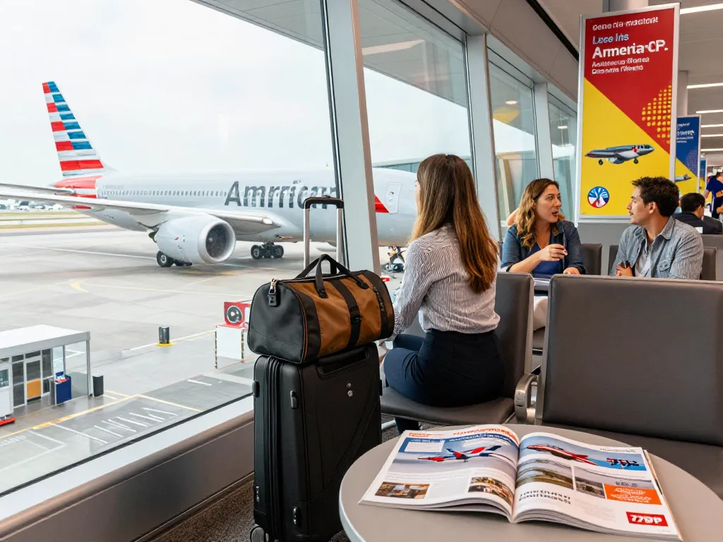 Discover the innovative features of the American Airlines 789P aircraft in a vibrant airport setting.