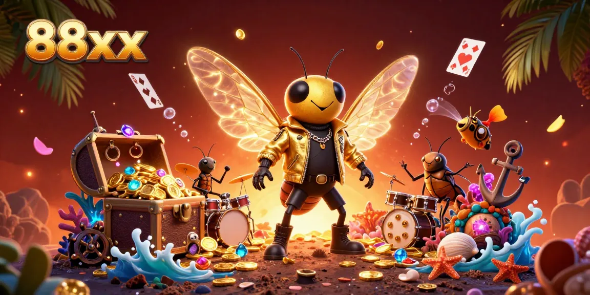 Engage with 88xx and win big in this vibrant casino scene featuring lively characters and gaming excitement.