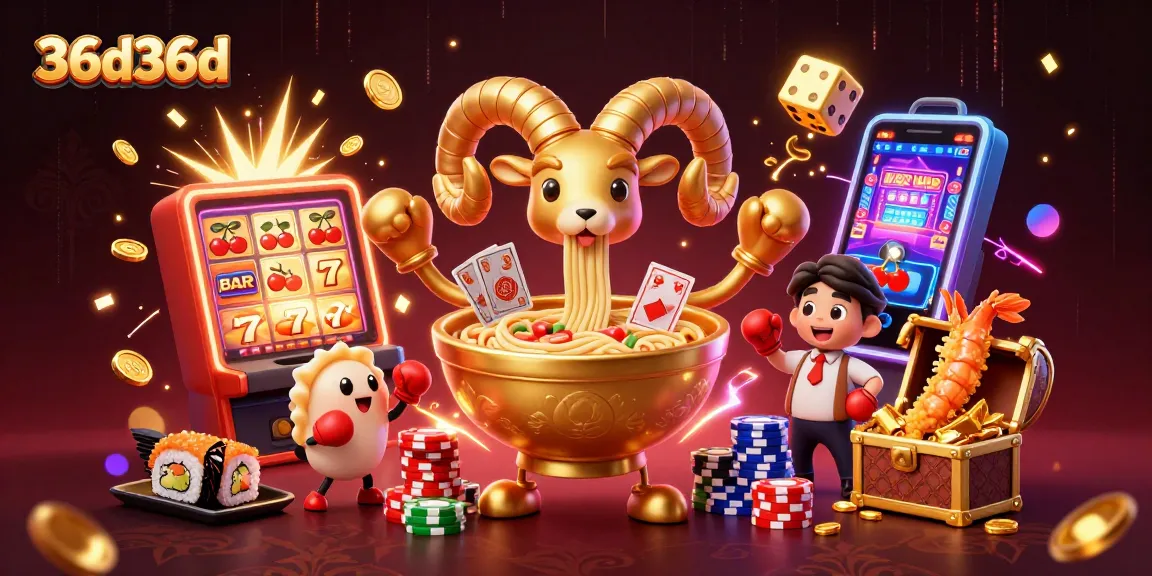 Aumente suas chances no 36d36d com um divertido cenário de cassino, apresentando um impressionante bolo de ramen dourado e personagens animados.
