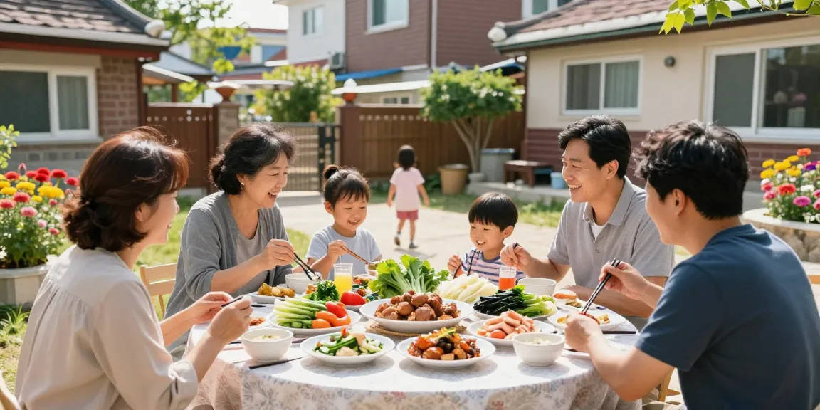 인천 부평OP의 전통 음식을 즐기고 있는 가족 모임