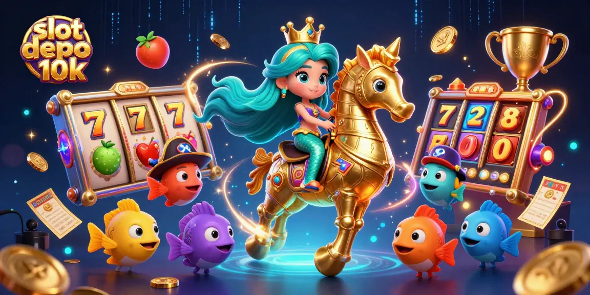 Menangkan permainan slot depo 10k dengan ilustrasi putri duyung dan elemen kasino yang menarik.