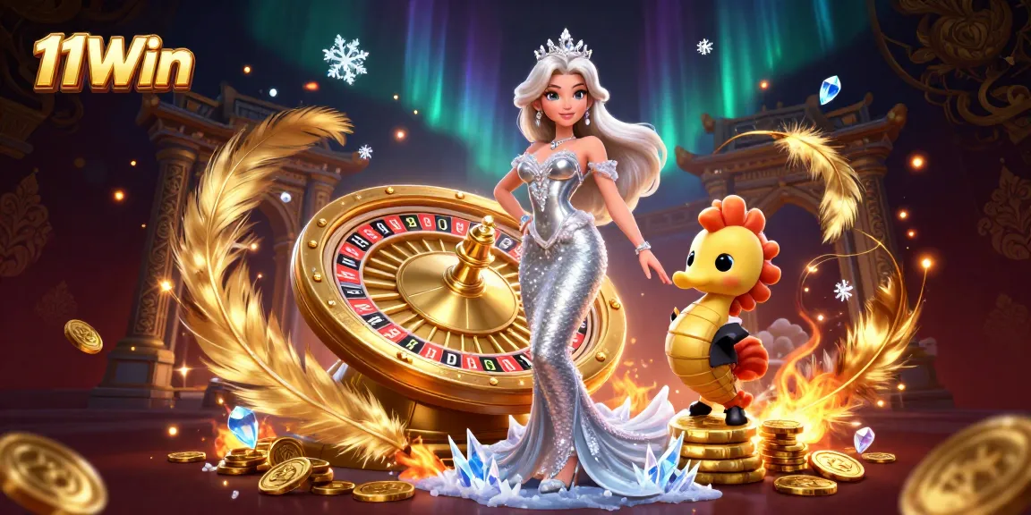 Experience thrilling gameplay at 11Win with a stunning roulette scene and energetic characters.