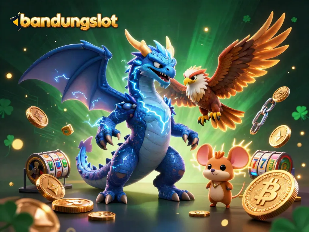 Experience thrilling fun with bandungslot's vibrant 3D casino illustration showcasing electric characters and slot elements.