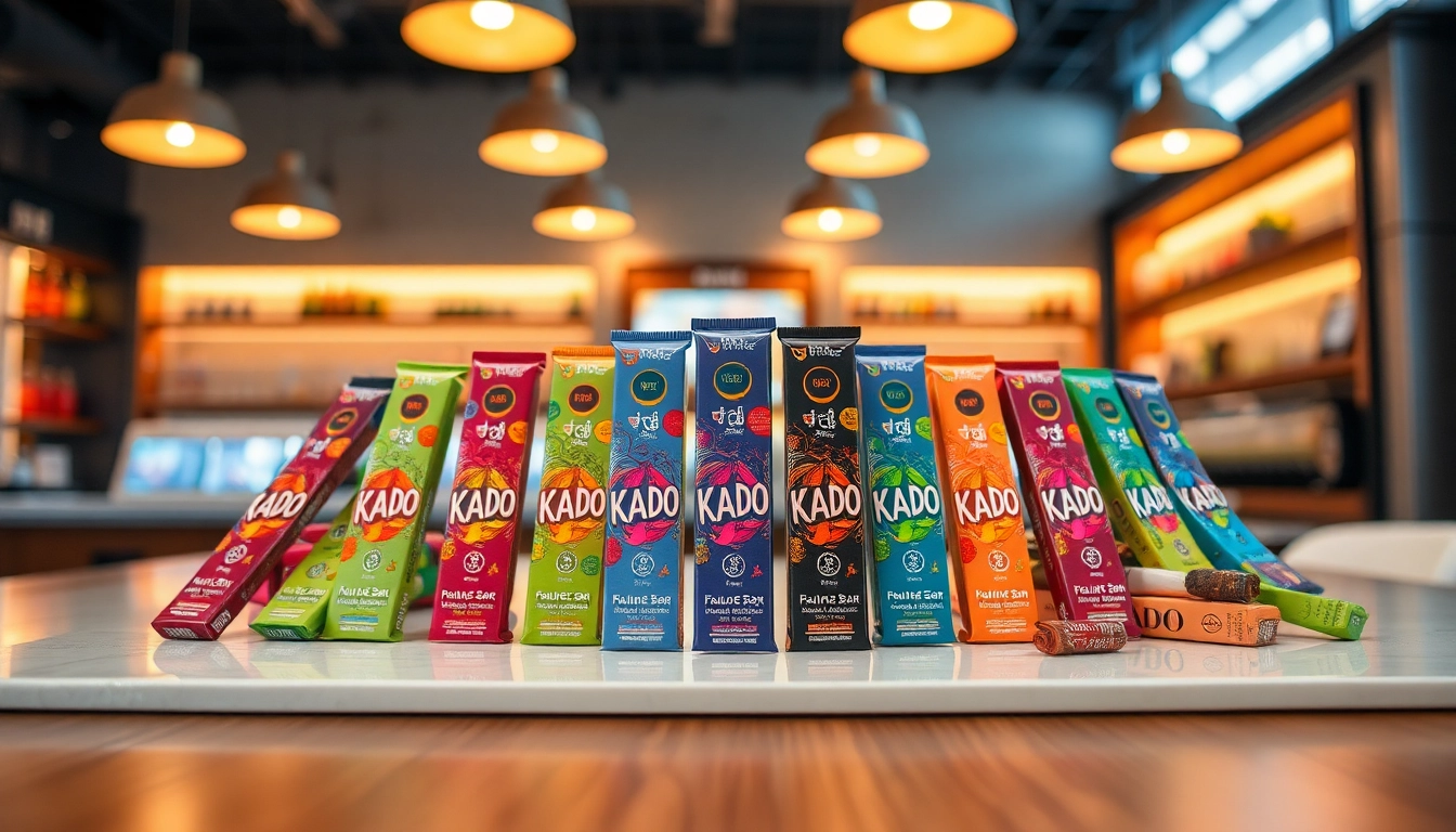 Kado Bar Flavors showcased in a vibrant, inviting display on a modern table.