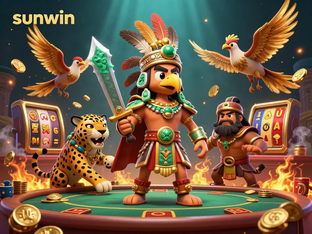 Experience thrilling jackpots at sunwin with 3D Aztec warriors and dynamic casino elements.