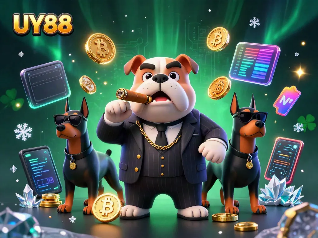 Join the excitement at UY88, where a cartoon bulldog and Dobermans guard a world of thrilling crypto gaming.