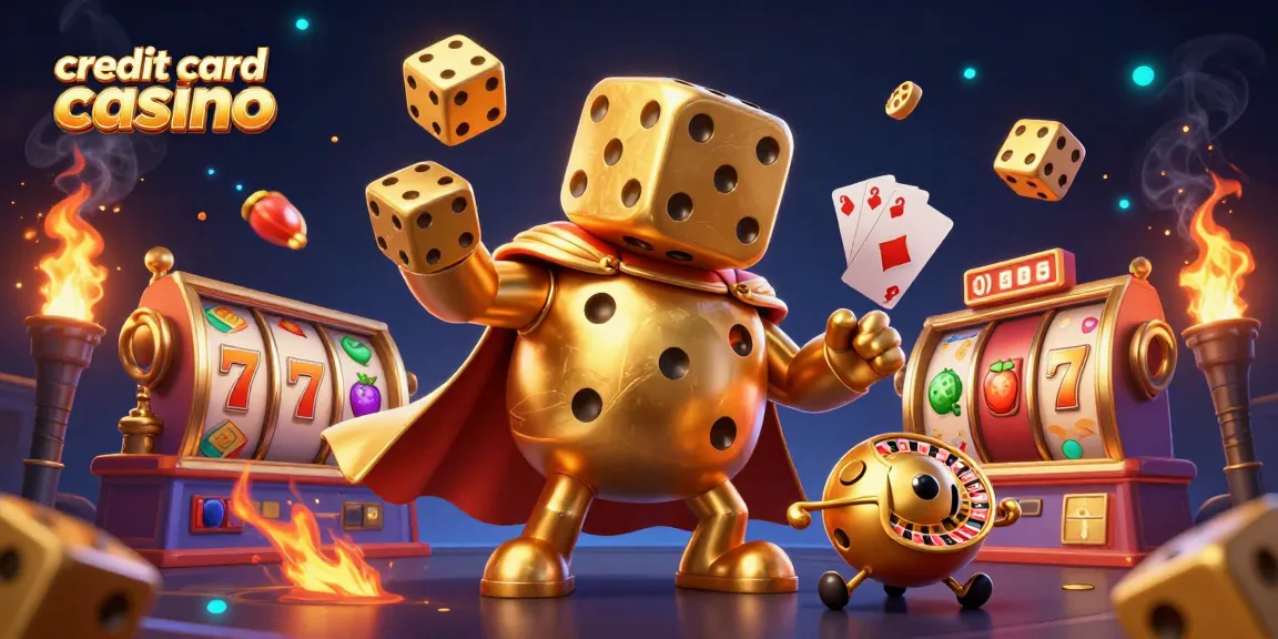 Experience exciting gameplay at a credit card casino with golden dice characters and vibrant game elements.