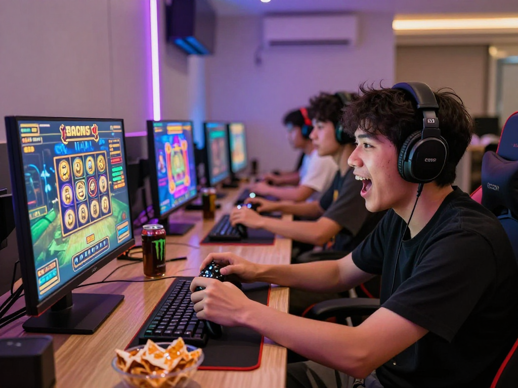 Exciting online gaming session featuring diverse players enjoying slot gacor games with vibrant graphics and energetic atmosphere.