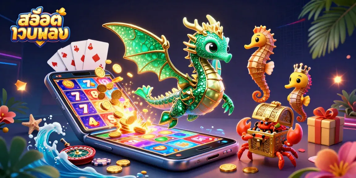Engage with สล็อตเว็บตรง by exploring colorful slot games in an immersive 3D illustration.