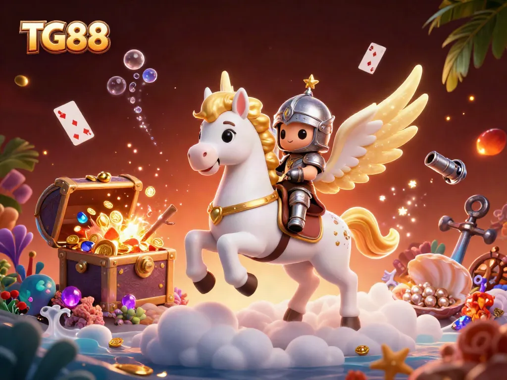 Experience the thrill of TG88 with 3D characters and casino-themed elements in vibrant colors.