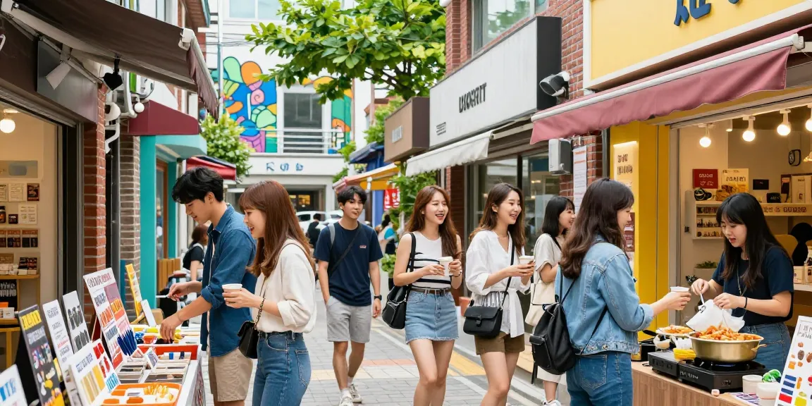 Group of friends enjoying shopping in Seoul's vibrant streets, as they explore https://forumup.org/shop/search.php?ca_id=&addr1=&addr2=&addr3=&schKeyword= for local products.