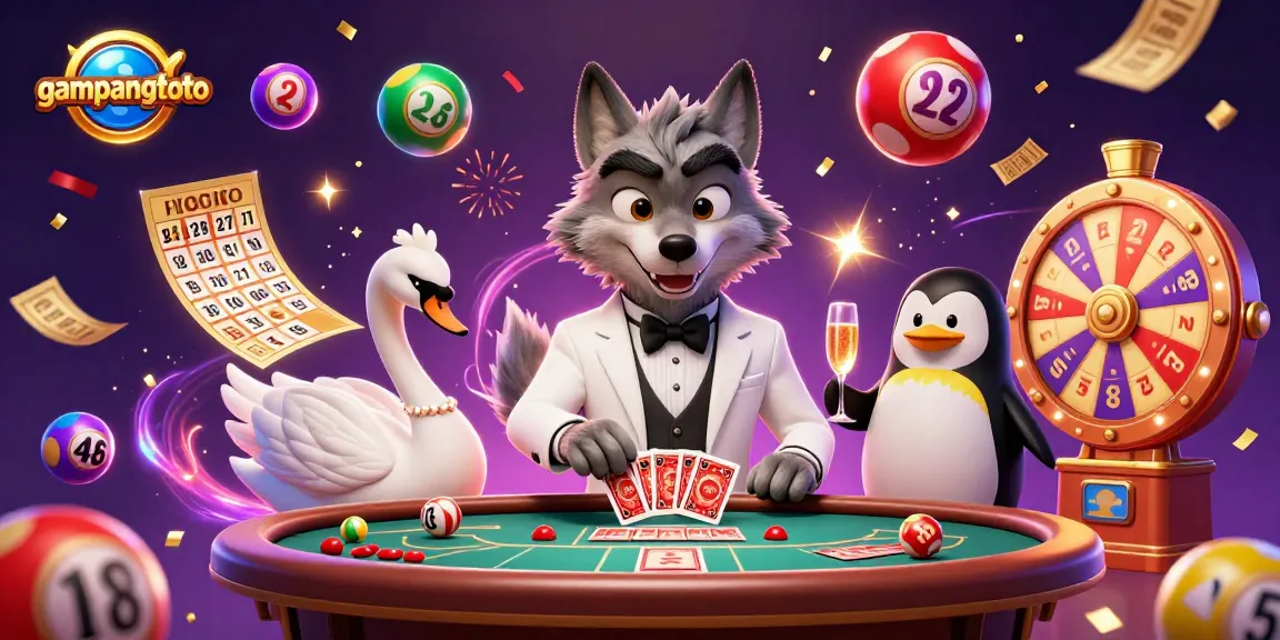 Experience the excitement of gampangtoto with colorful lottery balls and vibrant casino characters.