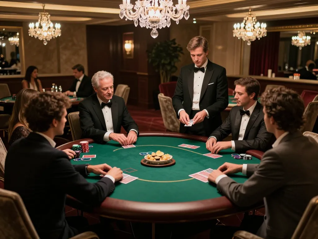 Players strategizing their hands at a high-stakes poker table in an exclusive 88bet high-roller room.