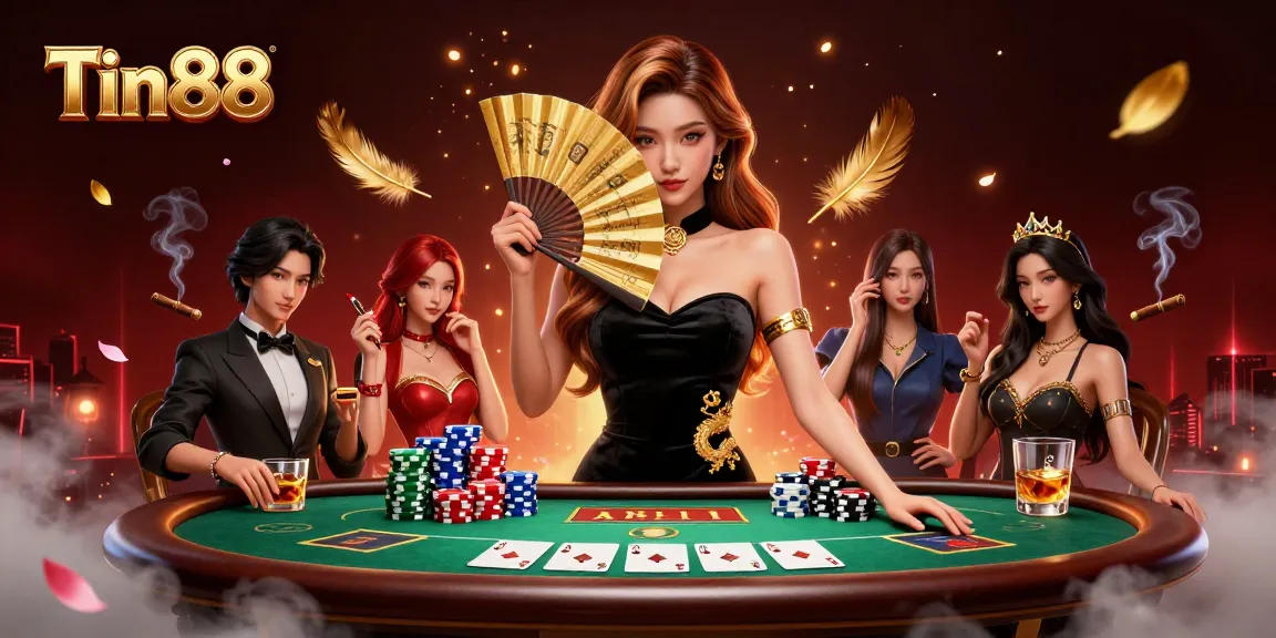 Participate in thrilling Tin88 poker games with an elegant atmosphere and captivating visuals.