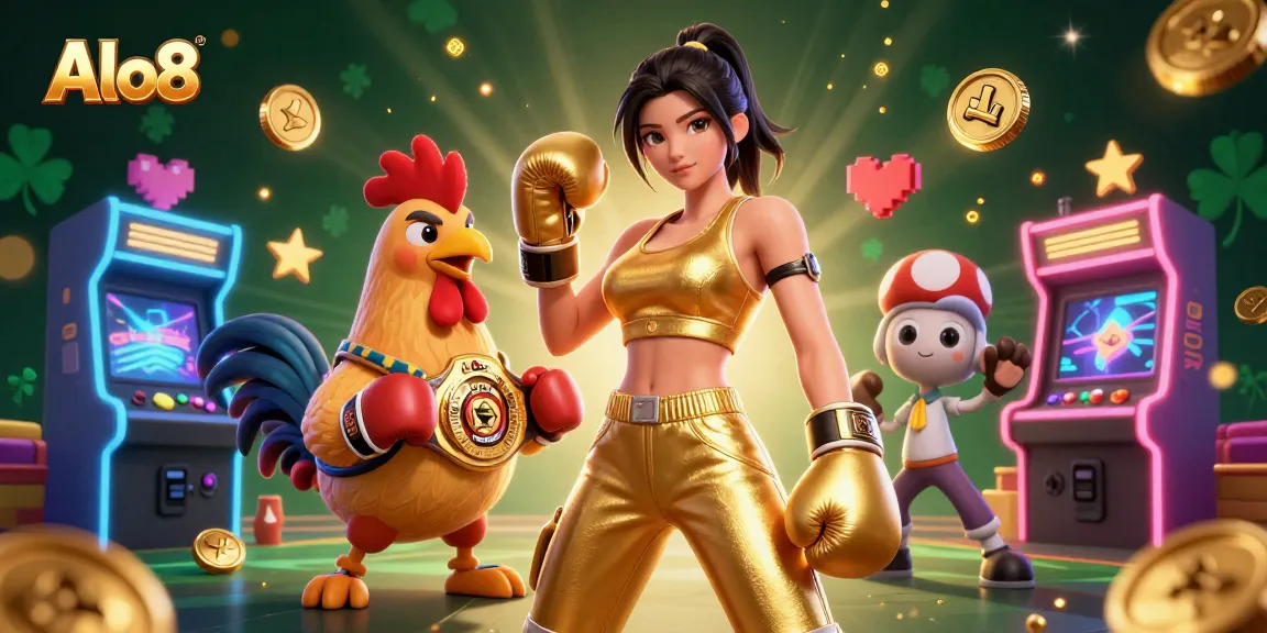 Alo8 engaging in exciting casino gameplay with the iconic championship rooster and dynamic gaming elements.