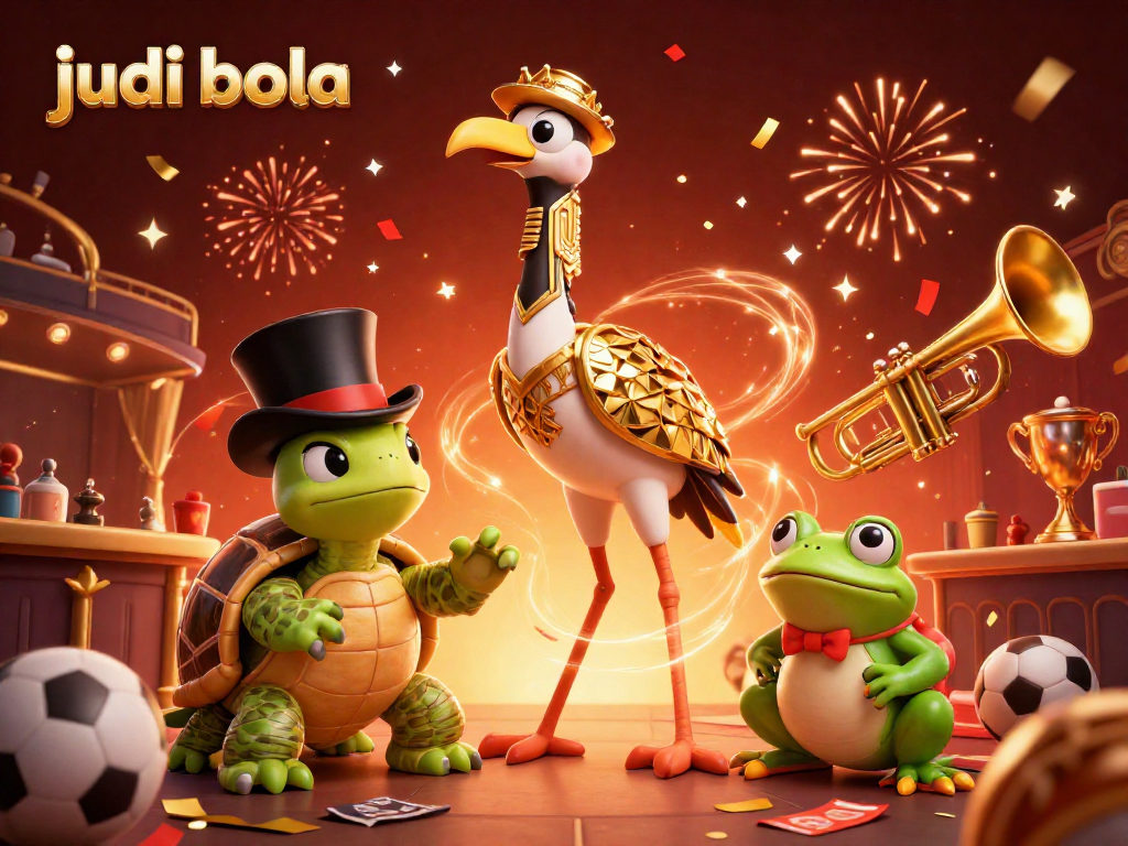 Experience the excitement of judi bola with dynamic sports elements in this illustrated scene.