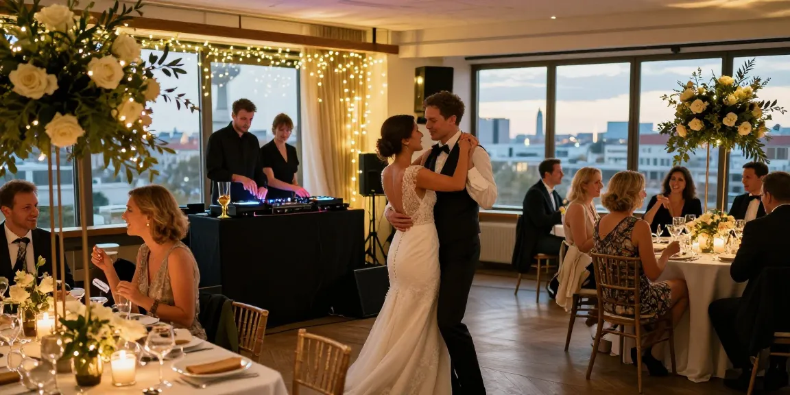 Hochzeit DJ Berlin sorgt für ausgelassene Stimmung bei der Hochzeitsfeier mit tanzenden Gästen und festlicher Atmosphäre.