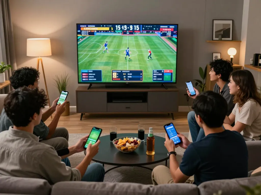 Engaged players using vin88tp for sports betting on mobile devices, experiencing live games.