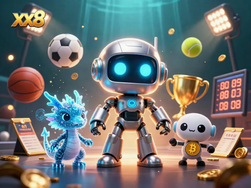 Bet on xx8 thrilling gambling adventures with a cyberpunk robot and a bitcoin drone.