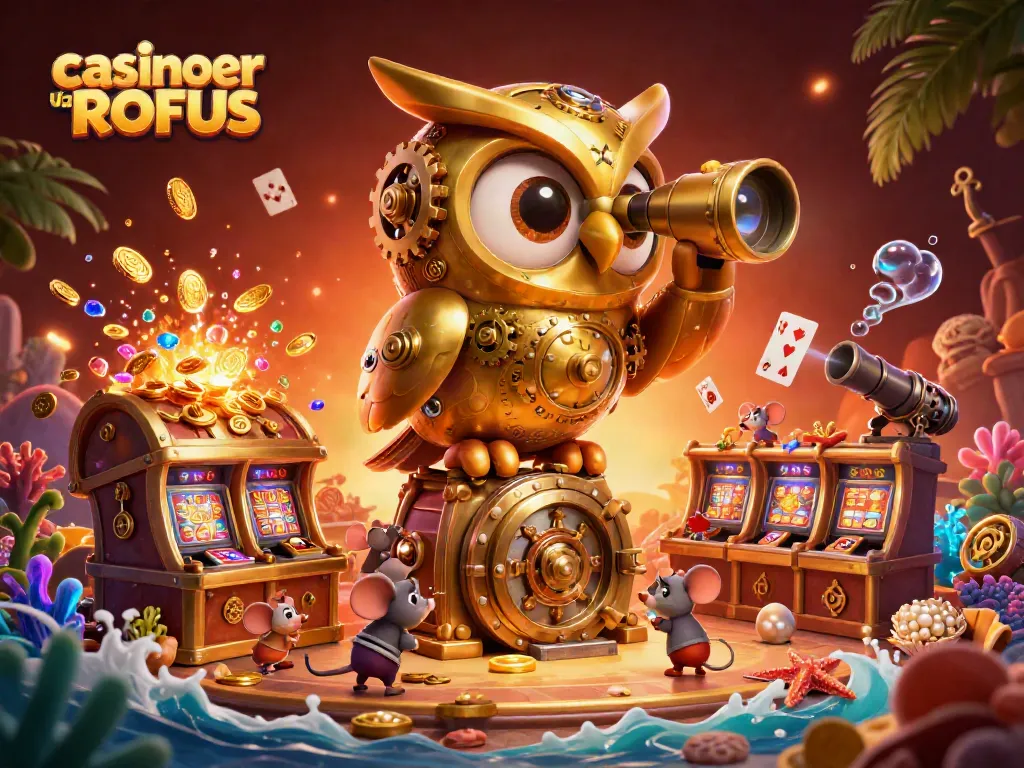 Experience the thrill of casinoer uden ROFUS with vibrant characters and exciting game elements in a dynamic illustration.