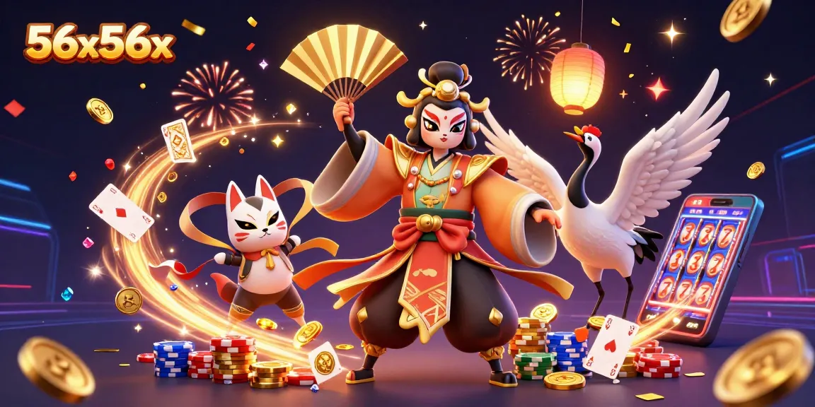 Engage with 56x56x's vibrant casino magic featuring colorful characters and dynamic gaming elements.