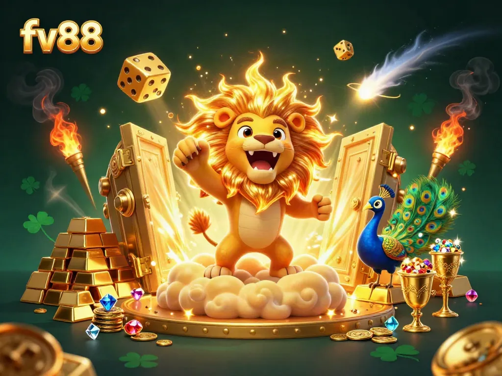 Experience excitement with fv88 showcasing a vibrant casino scene filled with treasures and winning potential.