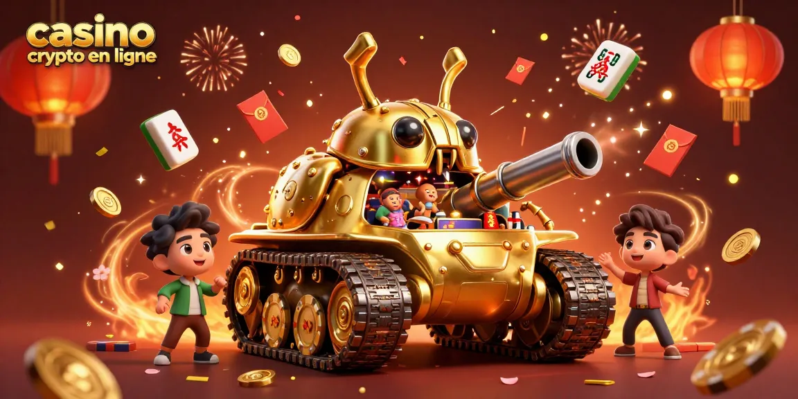 Profitez d'une expérience immersive de casino crypto en ligne avec un tank doré fascinant.