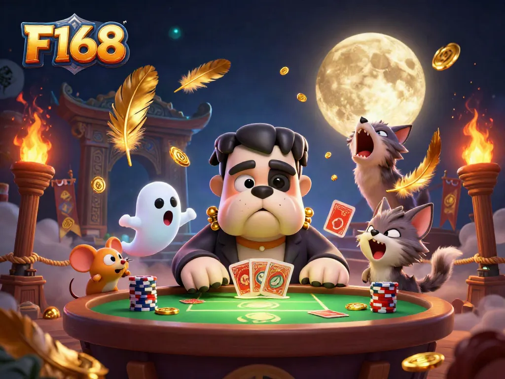 F168 engages players with thrilling card games at a spooky casino table