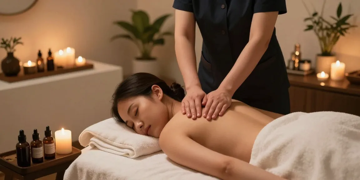 Relaxing 1인샵 massage experience in a serene spa setting with gentle lighting and soothing atmosphere.