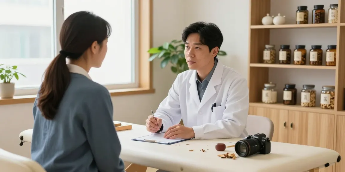 Patient consultation at 수원교통사고한의원, showcasing personalized traditional medicine treatment.