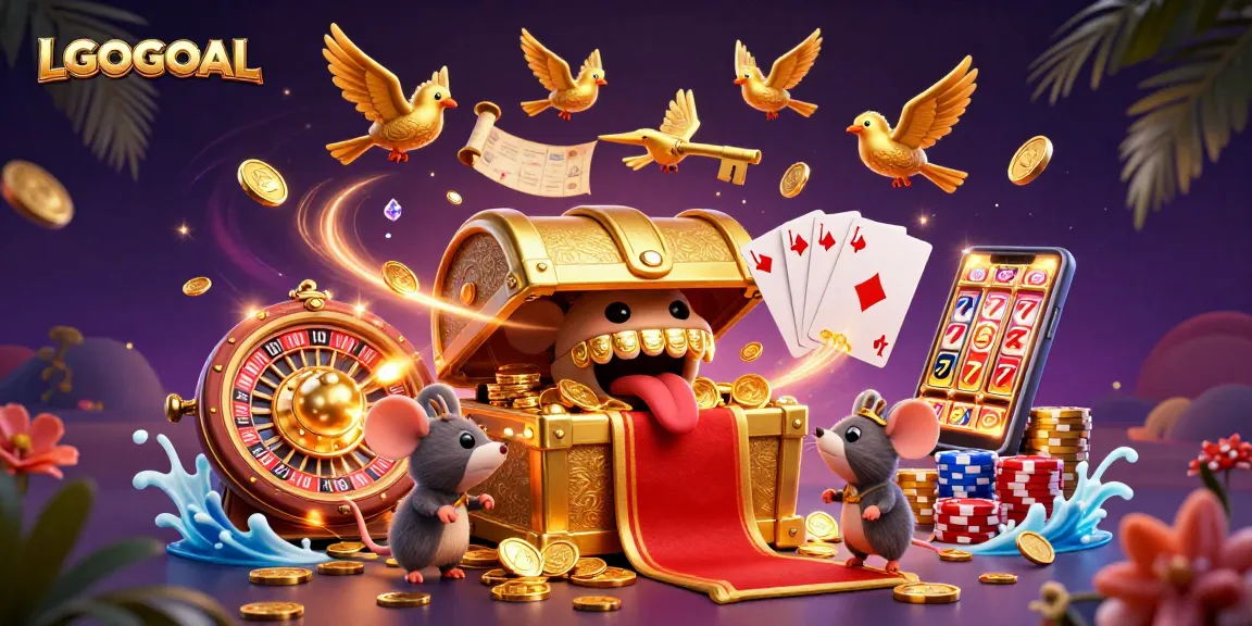 Experience thrilling wins at LGOGOAL, featuring a captivating 3D treasure scene with dynamic gaming elements.