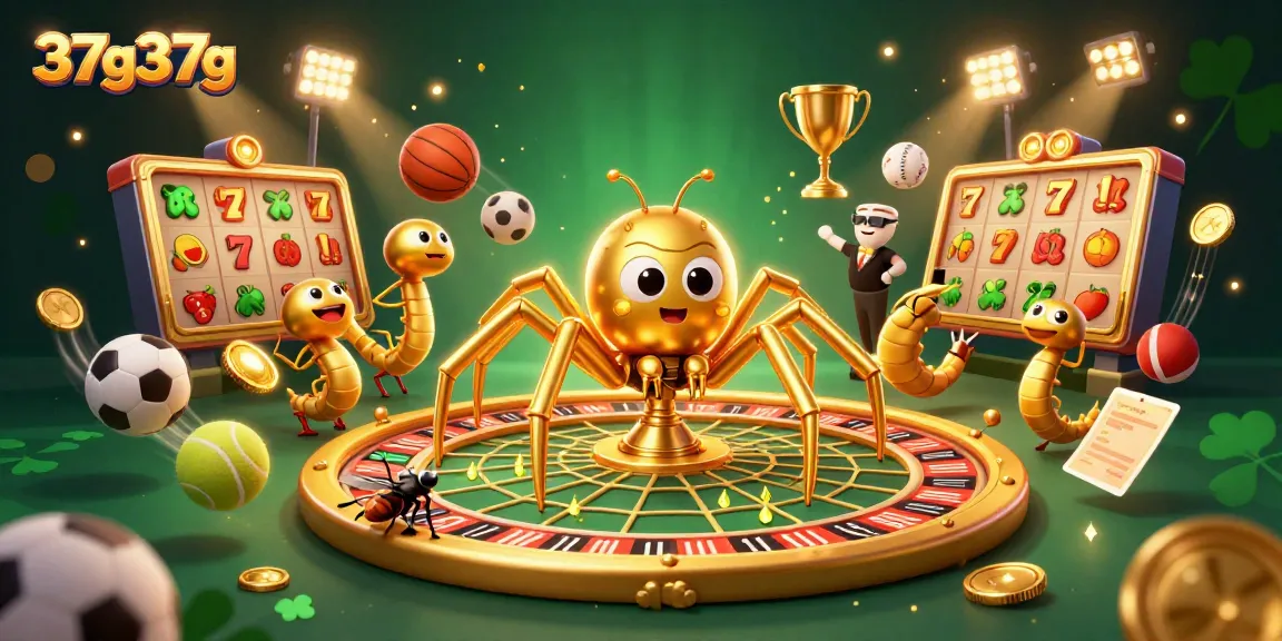 37g37g betting strategy visualizes a lively casino scene with a spider, fly, and centipede.