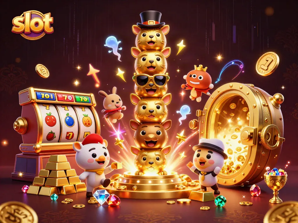 Experience exciting slot action with a vibrant 3D casino illustration featuring a golden totem.