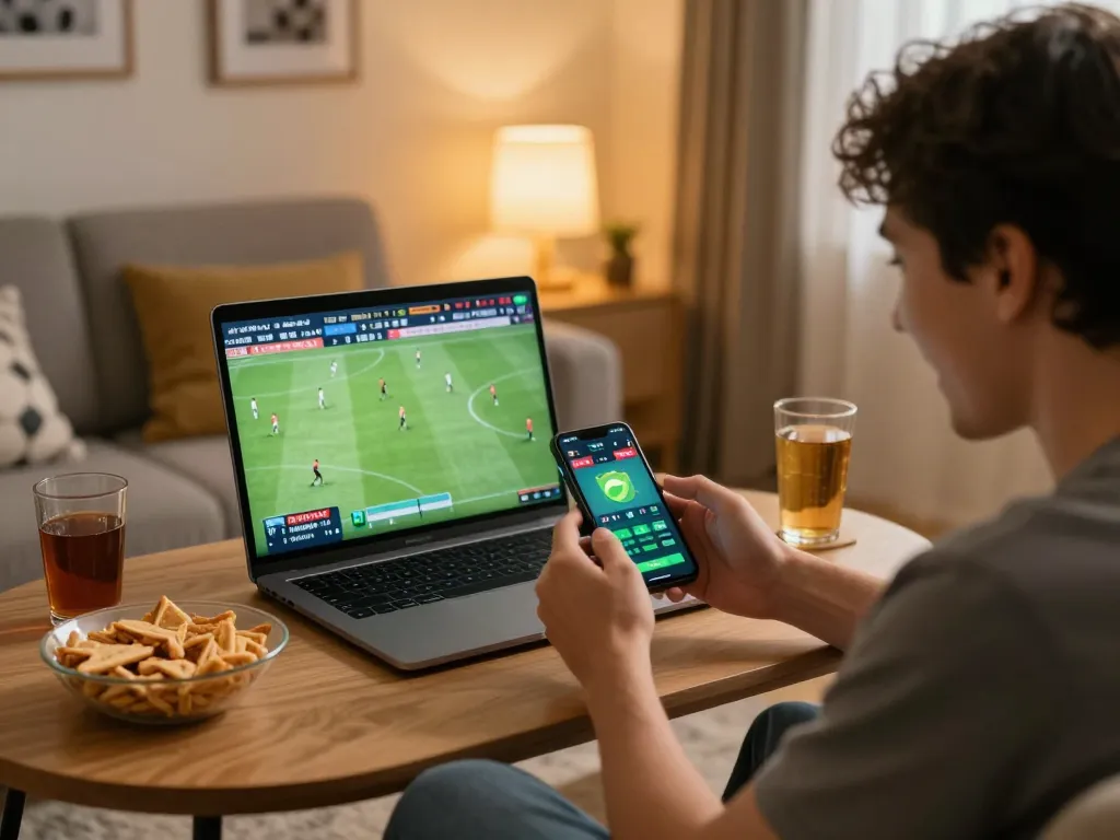 Socolive user placing sports bets on smartphone while enjoying live soccer match