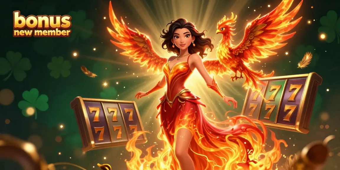 Engage with bonus new member promotions in this vibrant illustration of a fiery casino scene.