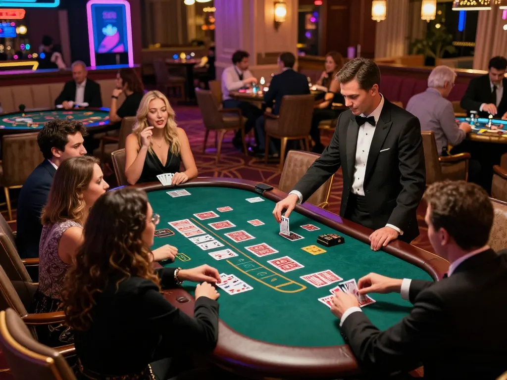 Exciting blackjack players strategically engaging at the TX88 table in an upscale casino atmosphere.