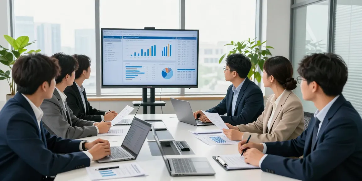 A diverse team collaborating in audit firms in UAE, reviewing financial data in a modern office.