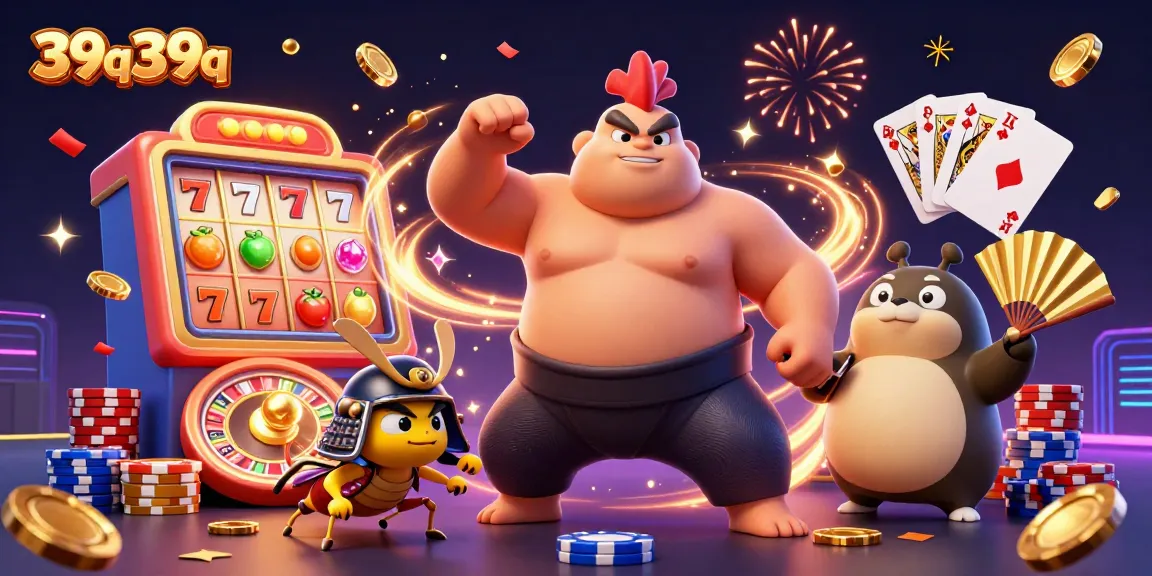 Experience thrilling gameplay with 39q39q's slot machine action featuring vibrant characters and casino elements.