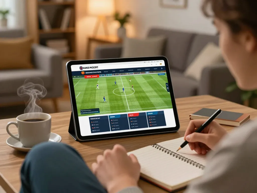 Engaging with live betting on mm88's platform, showcasing dynamic sports odds in a cozy setting.