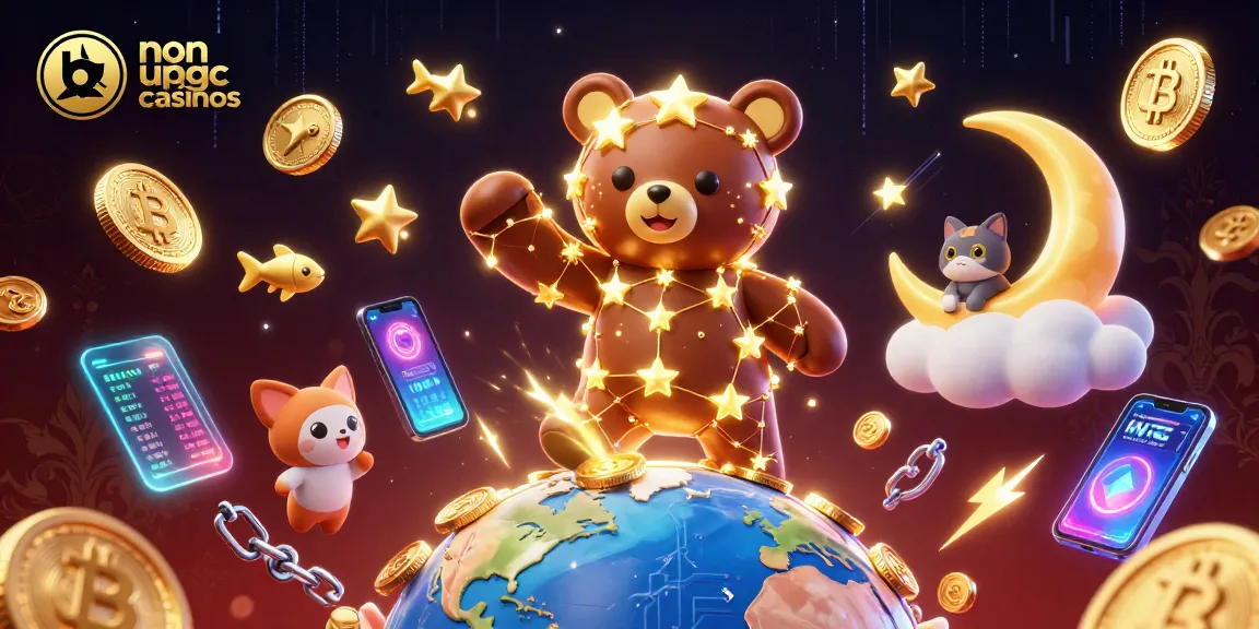 Scoop up coins with the constellation bear in a vibrant non ukgc casinos themed 3D illustration.