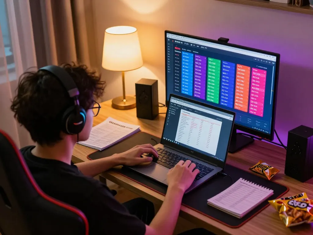 Player engaging with gtatogel's online Toto Togel 4D predictions on a laptop.