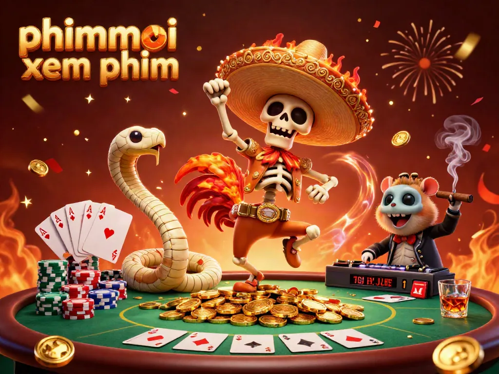 Experience the vibrant phimmoi xem phim scene with a mariachi rooster dancing in a casino.