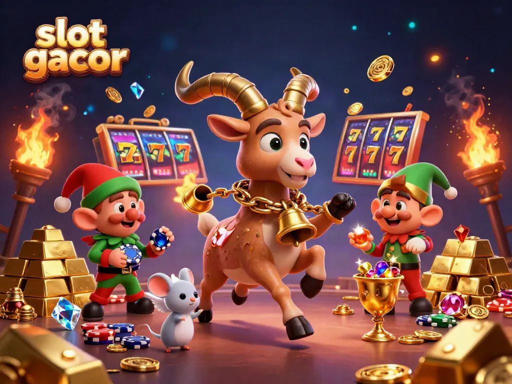Engage with thrilling slot gacor games at a festive casino with captivating characters and dynamic visuals.