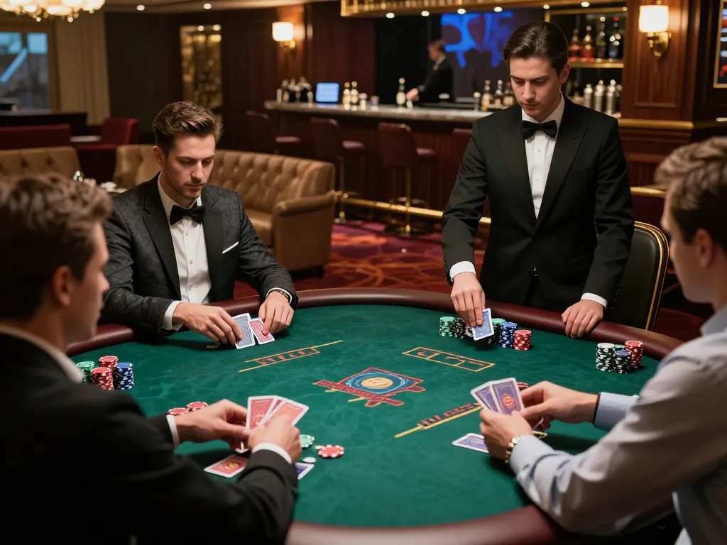 sunwin poker players strategizing in luxurious casino with intense atmosphere