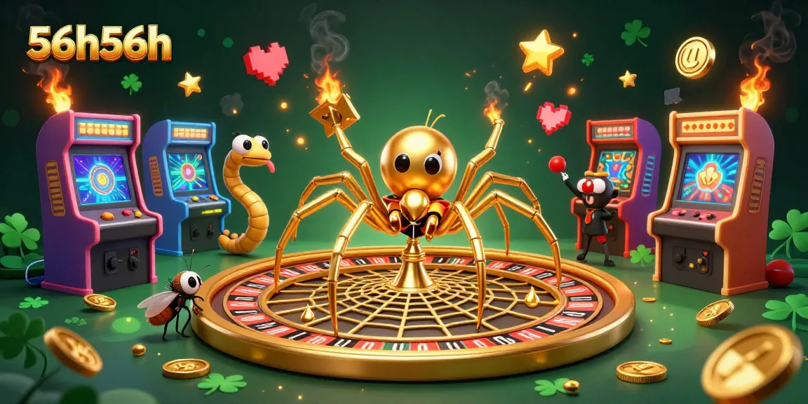 Aposte na emoção do 56h56h com a aranha dourada girando uma teia como uma roleta.