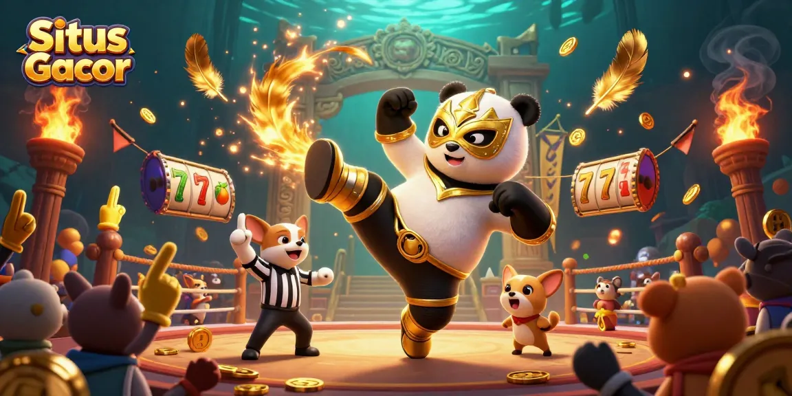 Situs Gacor menghadirkan suasana seru dengan panda pegulat terbang di arena slot karena kemenangan yang menggembirakan.