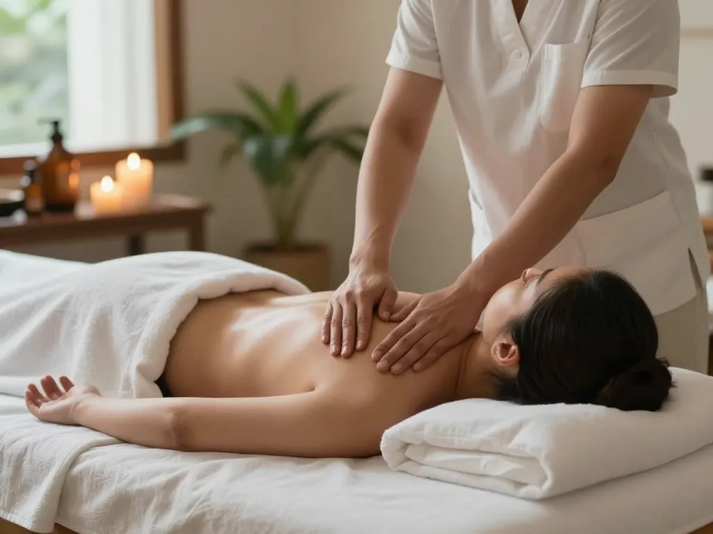 Swedish massage being performed in a soothing spa environment with calming ambiance.