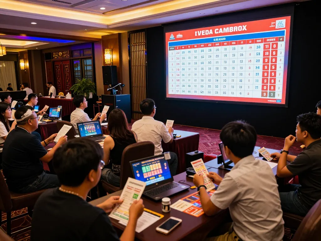 Engaged players watch live draw Cambodia results in a lively gaming venue