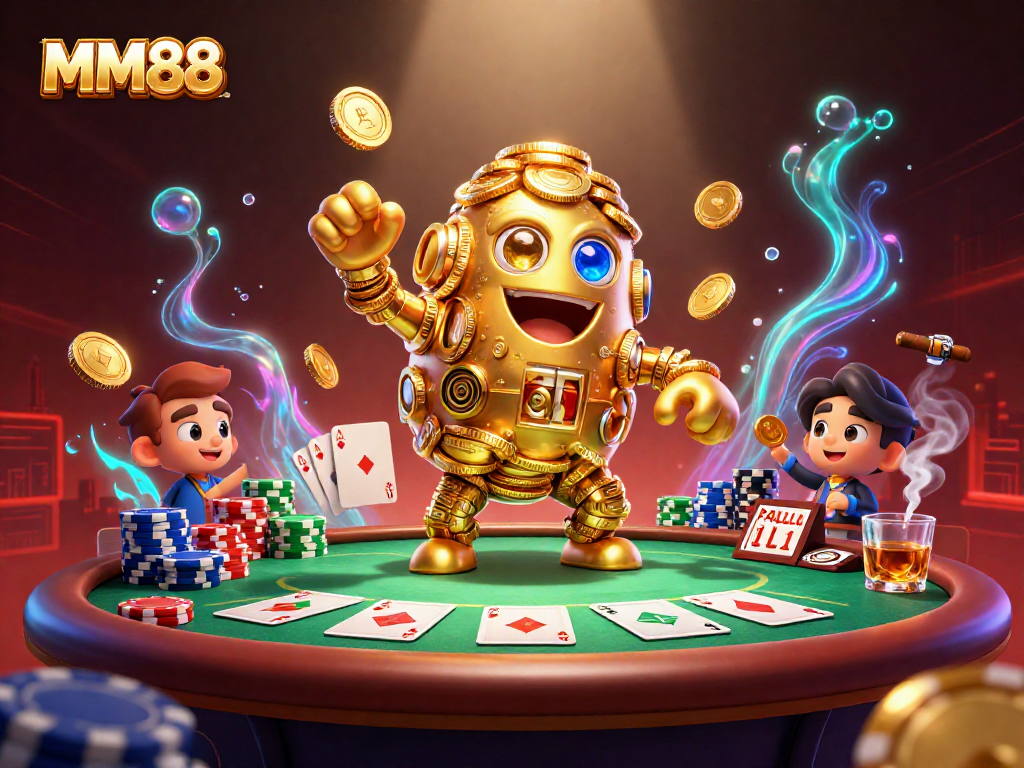 Conquer the betting scene with MM88's golden golem and vibrant poker action.