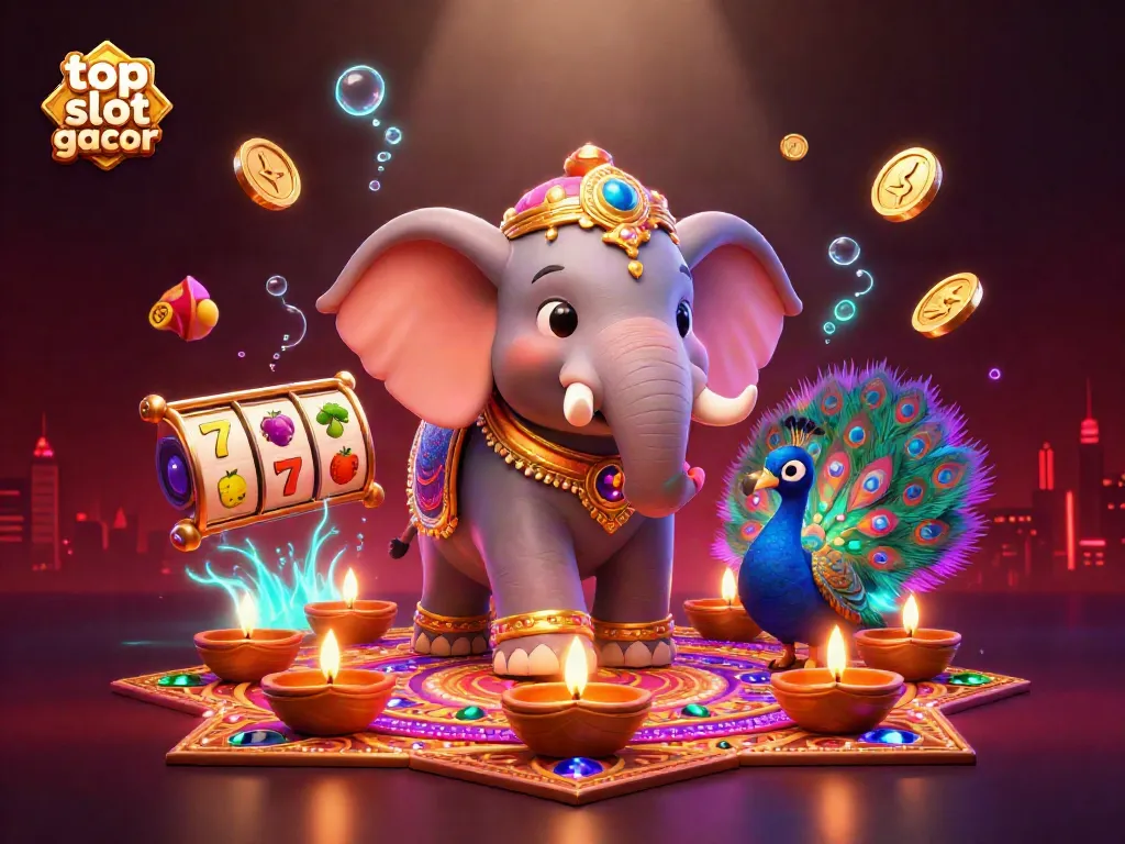 Rasakan keseruan bermain di slot gacor terbaik dengan elefanta berhias warna-warni dan simbol slot keberuntungan.